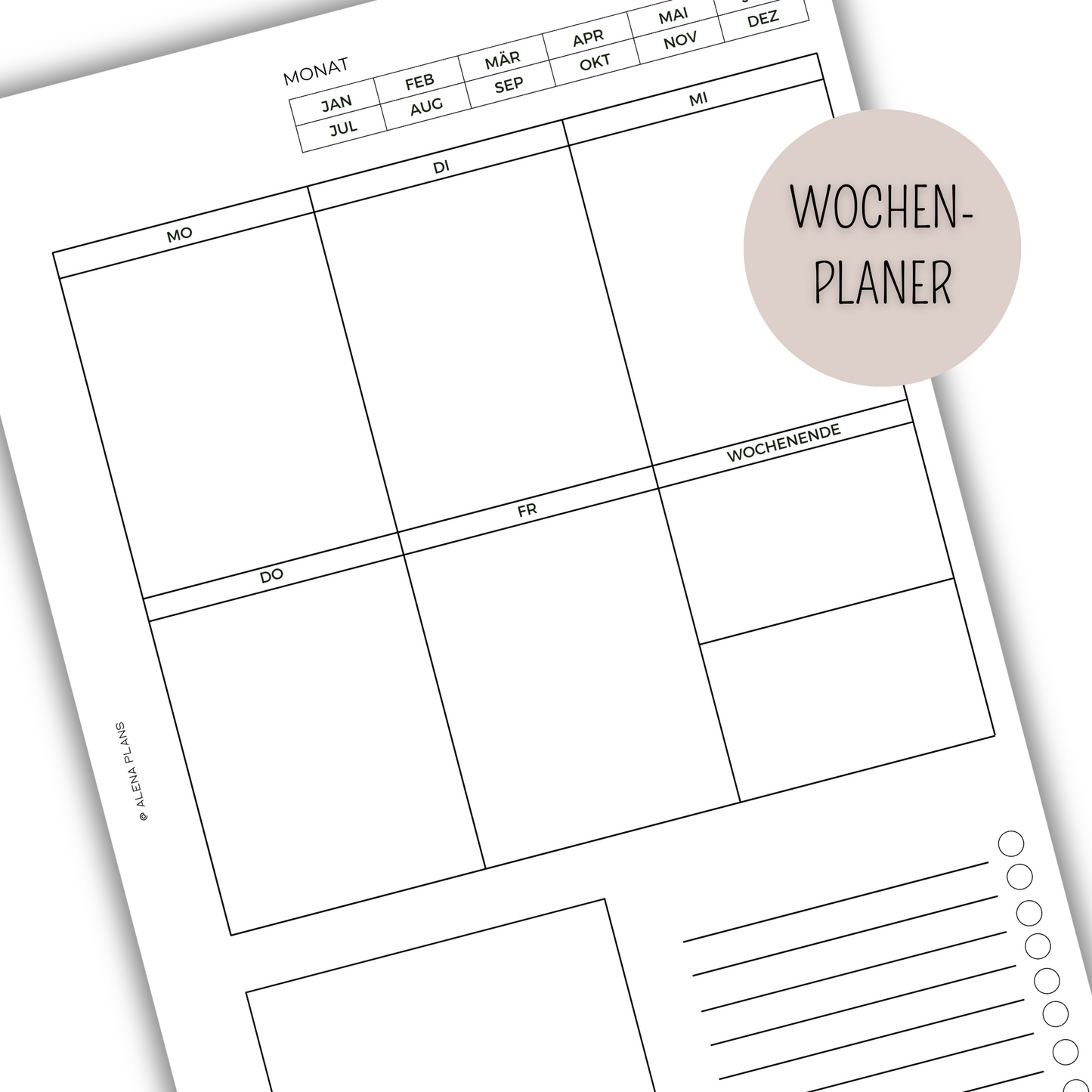 1 Woche auf 1 Seite - Kalendereinlagen Nachfüller - WOP 015