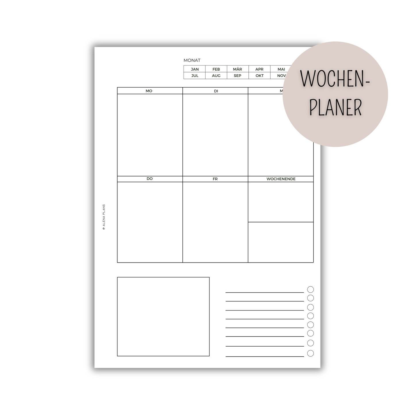 1 Woche auf 1 Seite - Kalendereinlagen Nachfüller - WOP 015