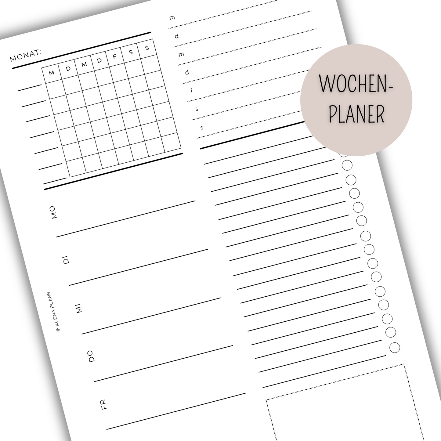 1 Woche auf 1 Seite - Kalendereinlagen Nachfüller - WOP 016