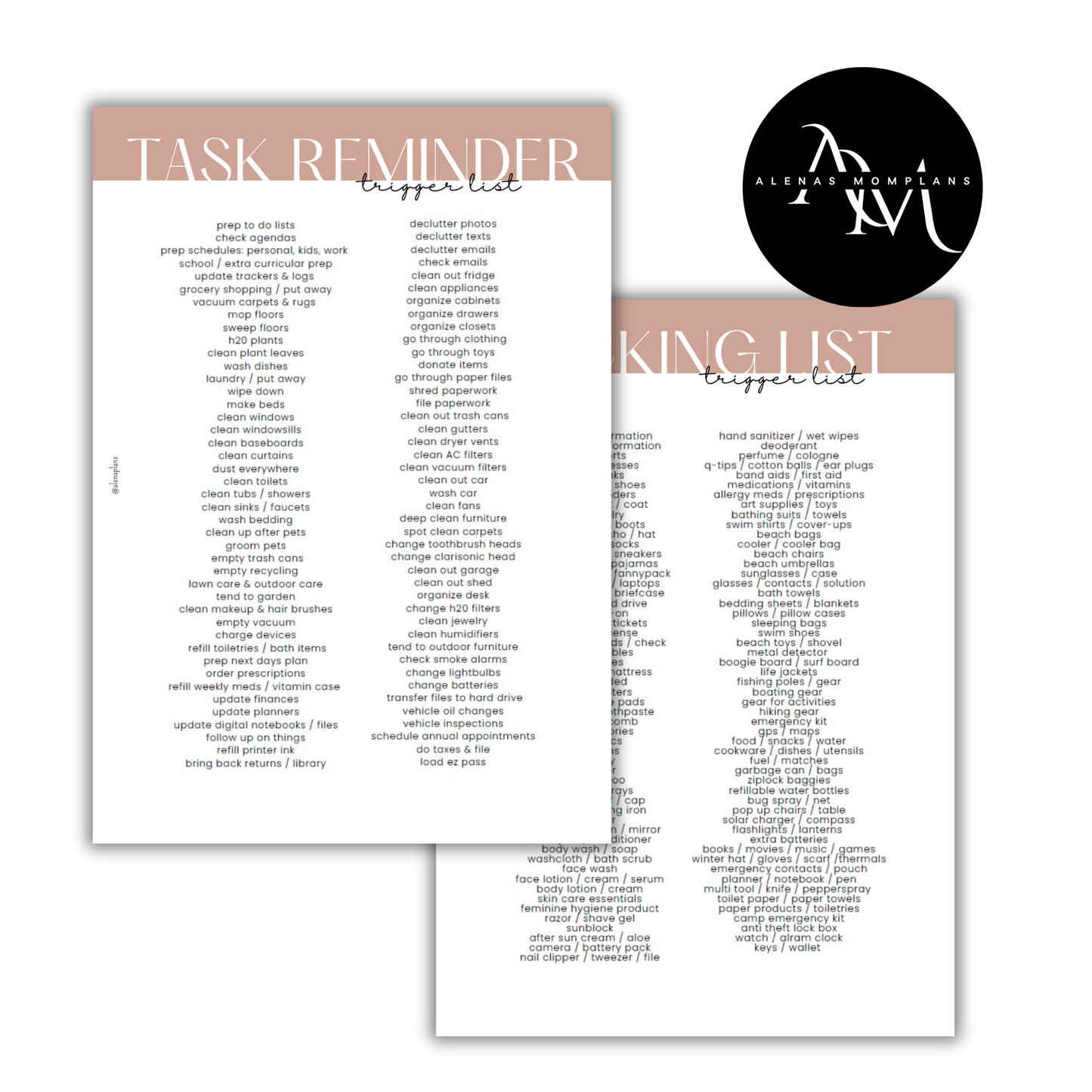 Task Reminder & Packing List I Minimalistisches Dashboard | A5