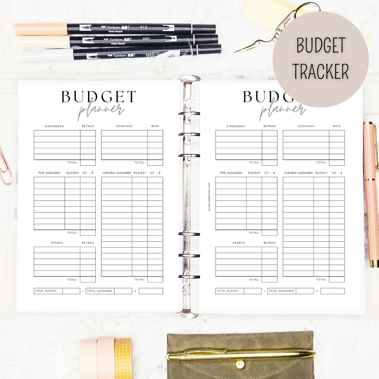 Budget Planer für deinen Budget Binder - minimalistisches, klares Design