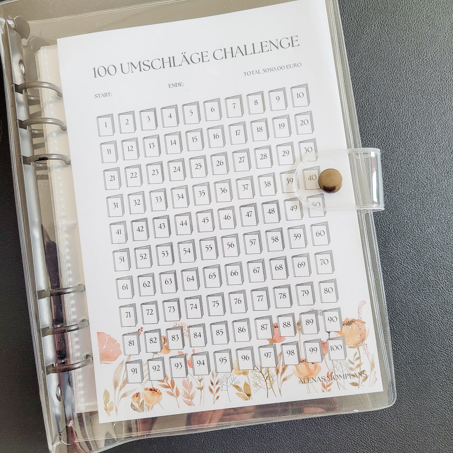 100 Envelope Challenge FLOWER – Spare 5.050 € | Geld Sparen & Finanz-Challenge | Cash Stuffing Budget Plan