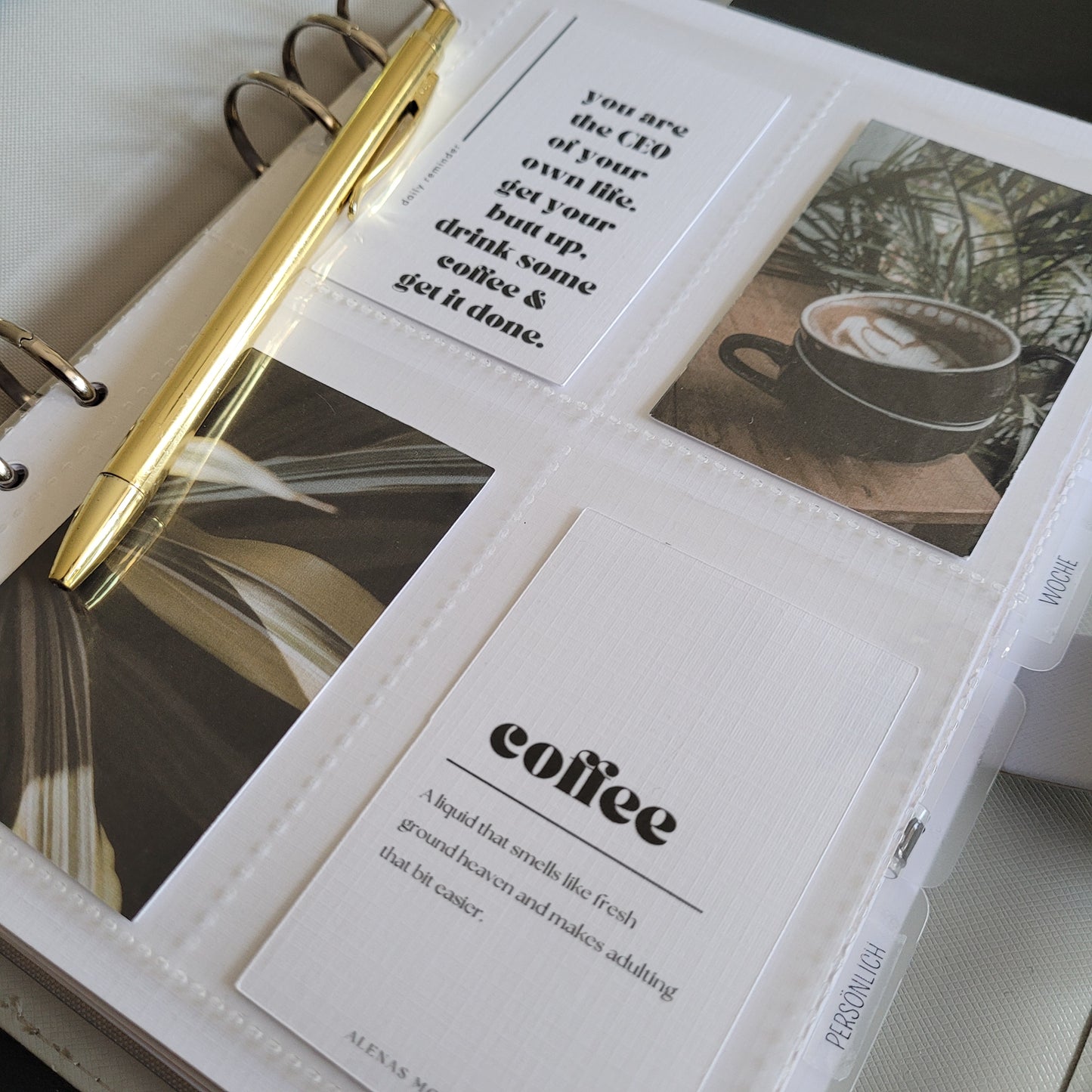 4er Set Planer Journaling Karten für alle Planer in Leinenstruktur