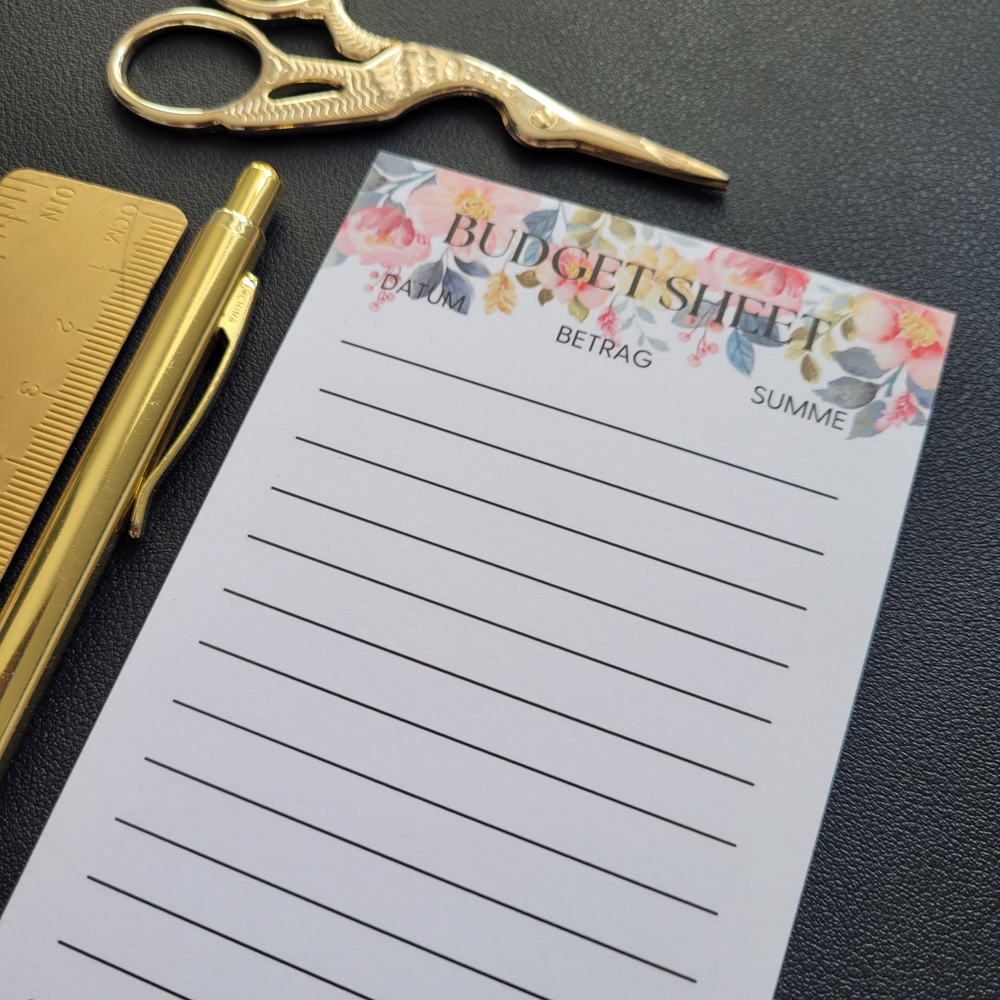 BUDGET SHEET BLOCK ROSES für Spar Challenges + Sinking Funds