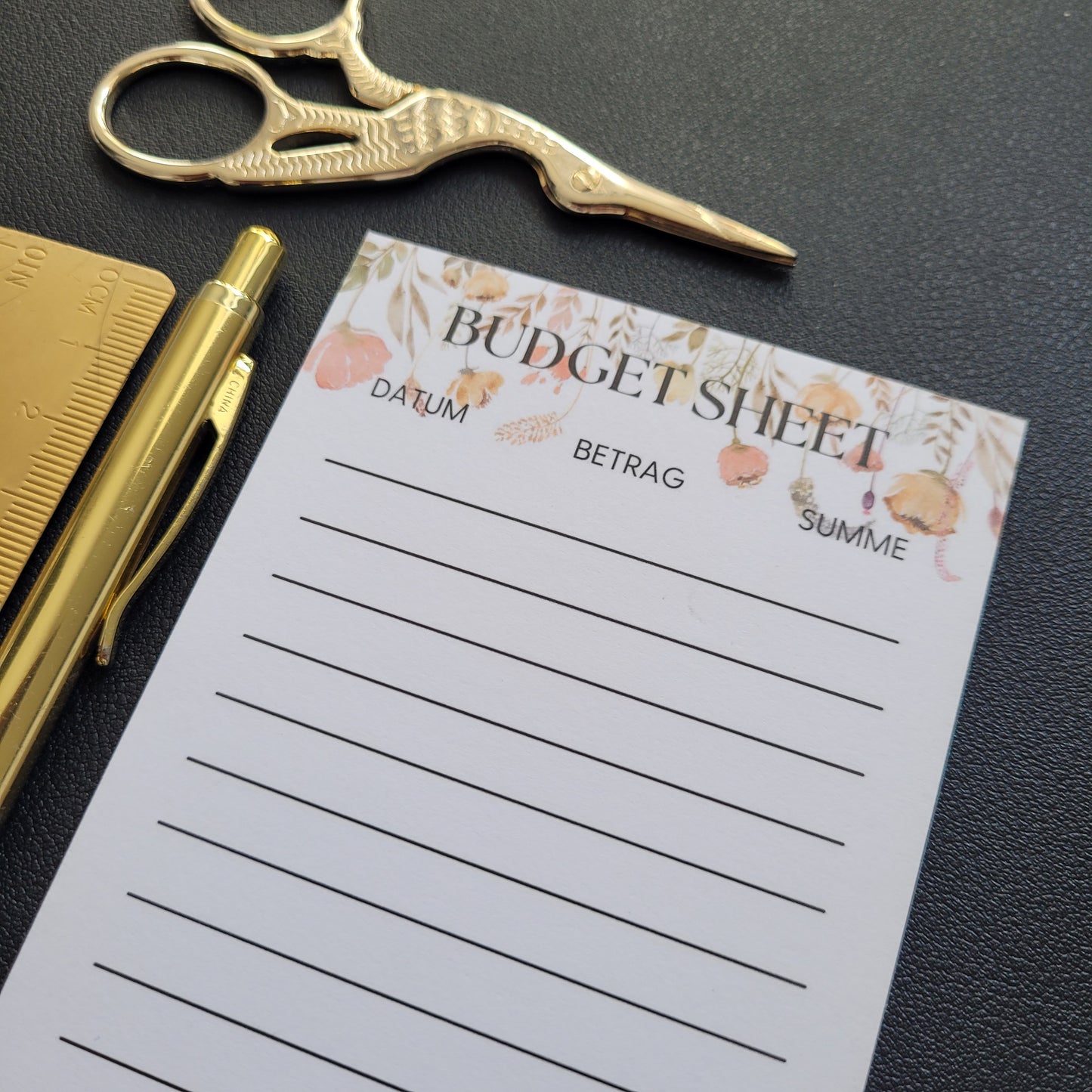 BUDGET SHEET BLOCK FLOWERS für Spar Challenges + Sinking Funds