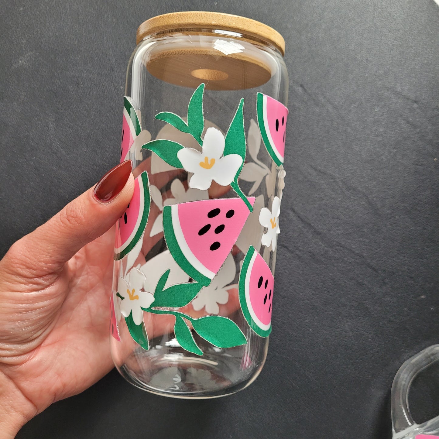 Trinkglas MELON | Glas mit Deckel und Strohhalm I Eiskaffee Glas I Wiederverwendbares Trinkglas