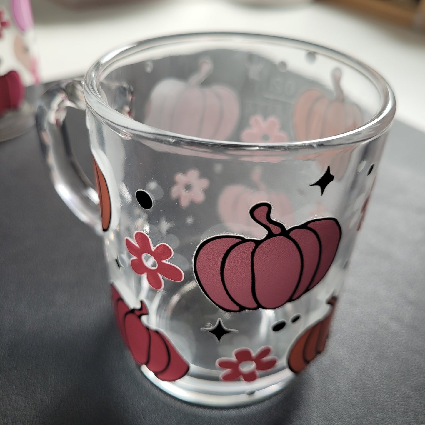 Trinkglas PUMPKINS | Glas mit Deckel und Strohhalm I Eiskaffee Glas I Wiederverwendbares Trinkglas
