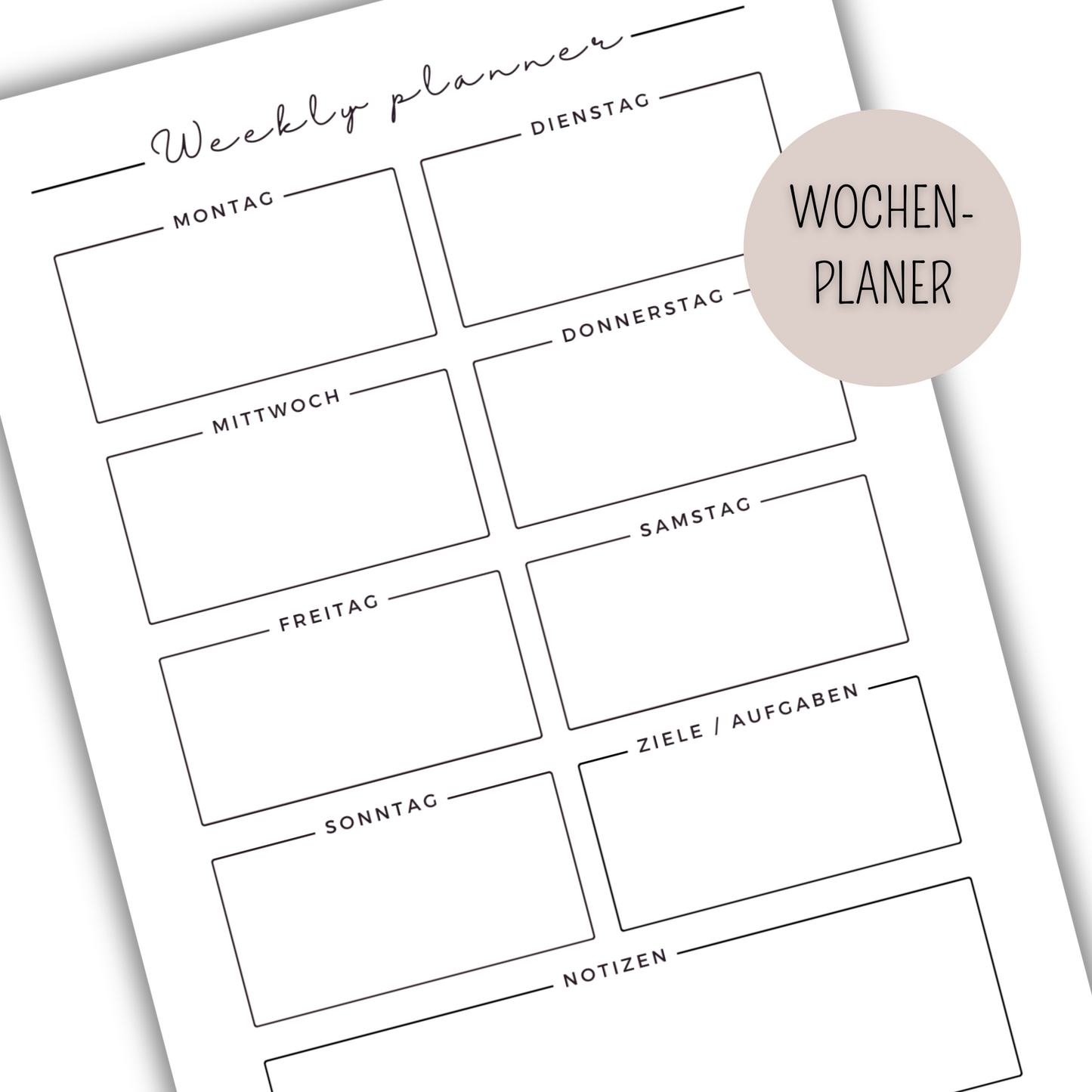1 Woche auf 1 Seite - Kalendereinlagen Nachfüller - WOP 003
