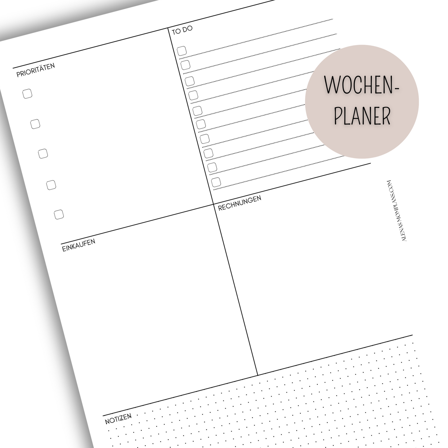 UNDATIERTER Wochenplaner - Kalereinlagen - Planereinlagen - WOP 009