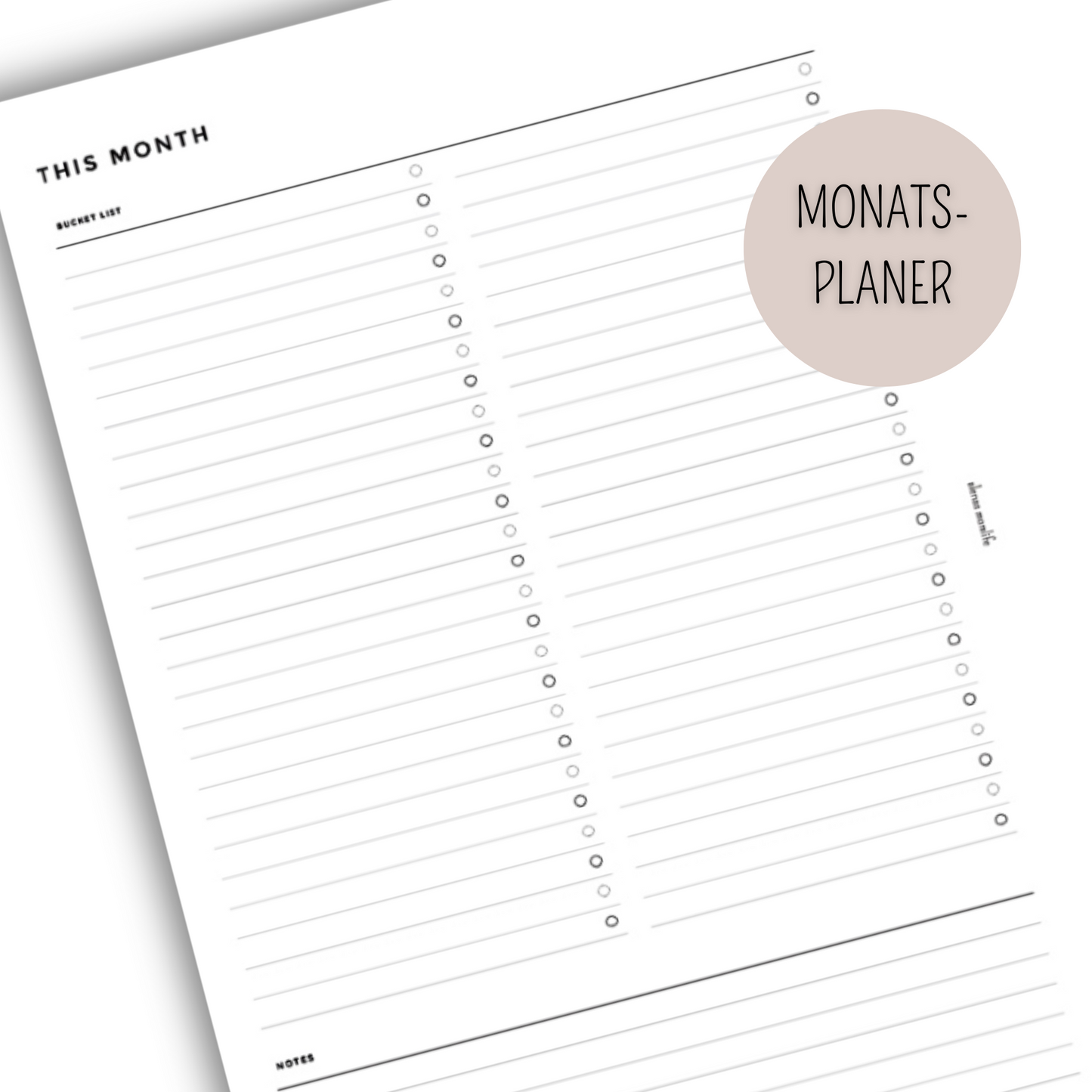 Kalender Einlage - 1 Monat auf 2 Seiten - MOP 005