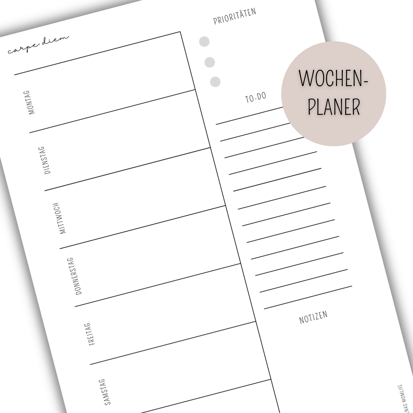 1 Woche auf 1 Seite - Kalendereinlagen Nachfüller - WOP 002