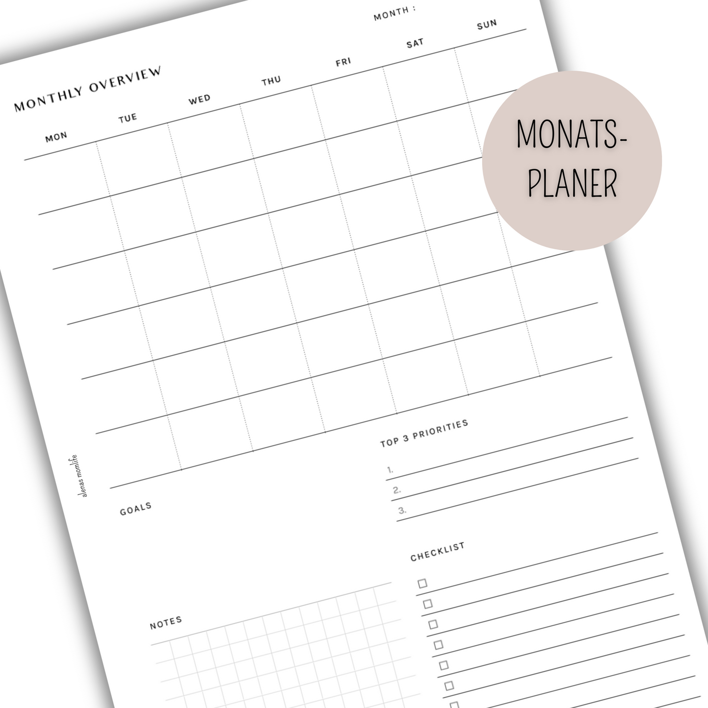 Monatsübersicht - Kalender - Planereinlagen - MOP 006