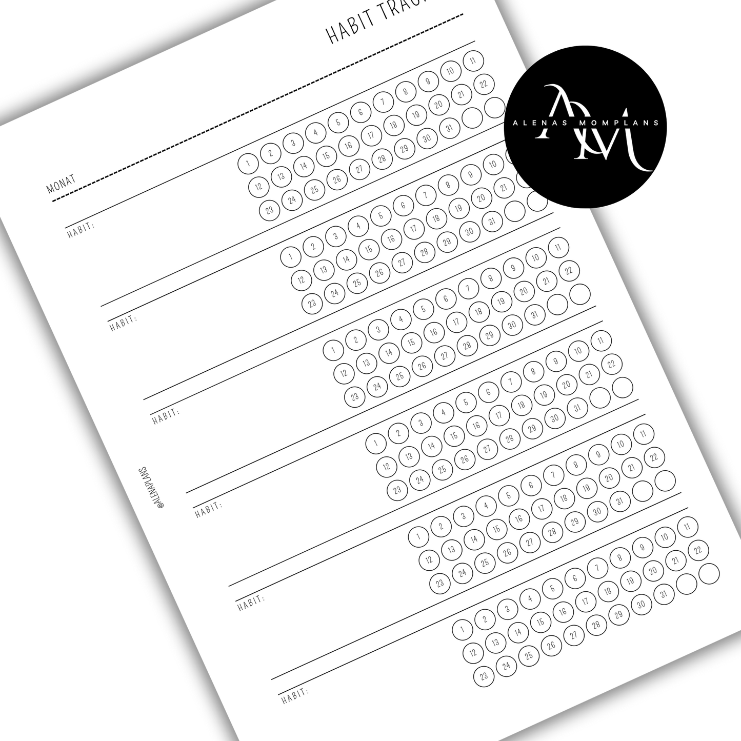 Habit Tracker | Jahres Habit Tracker | A5 Kalender Einlageblätter - Habit 002