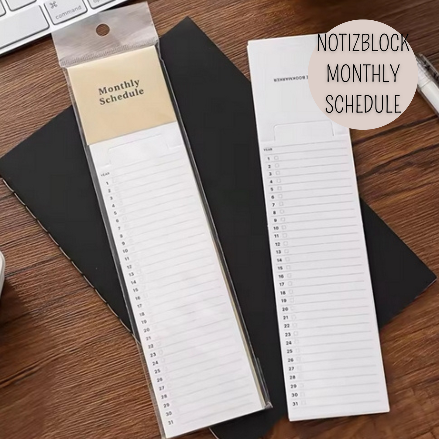 Notizblock MONTHLY SCHEDULE - inkl. Lesezeichen TOP TAB