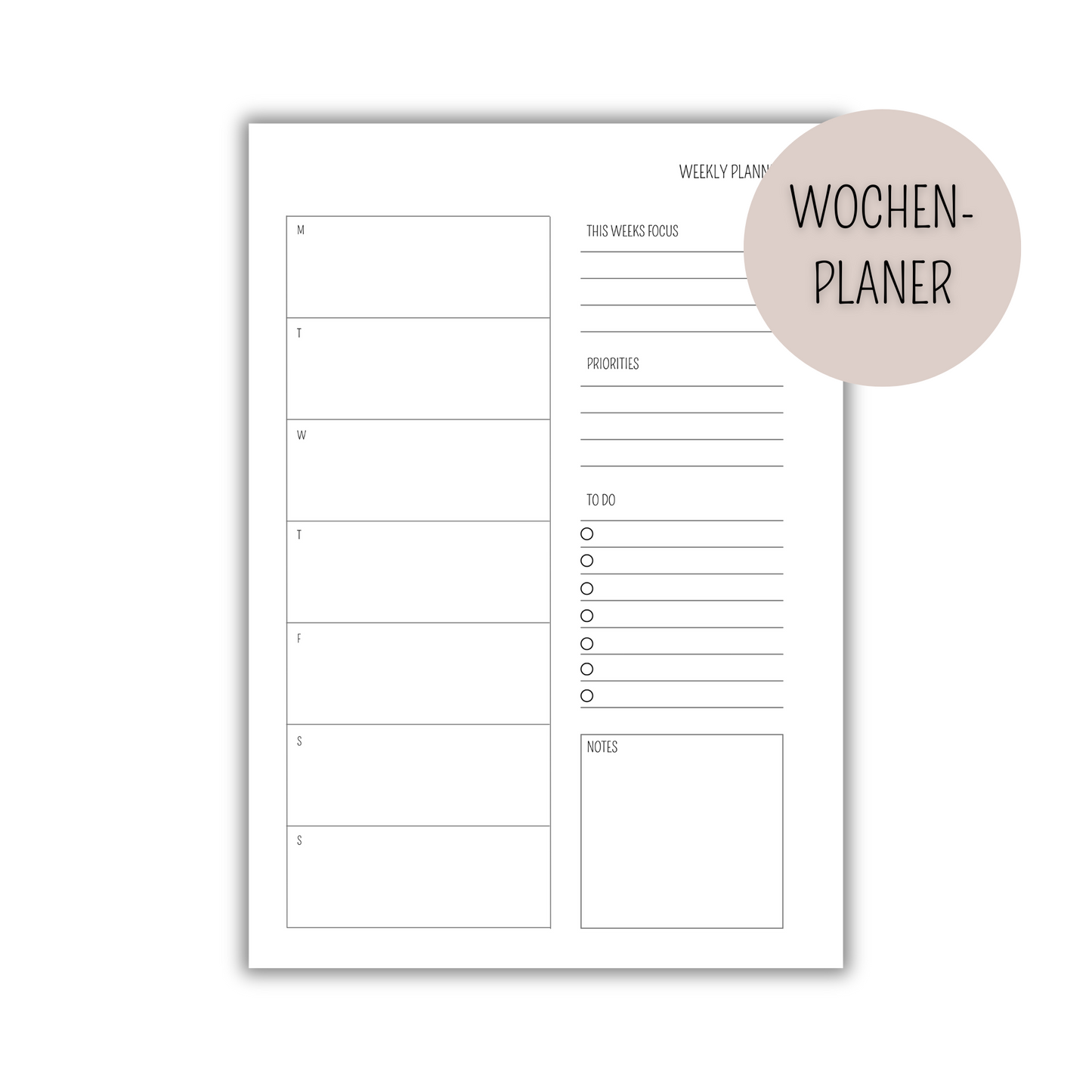Kalender Einlage - Wochenplaner - WOP 013
