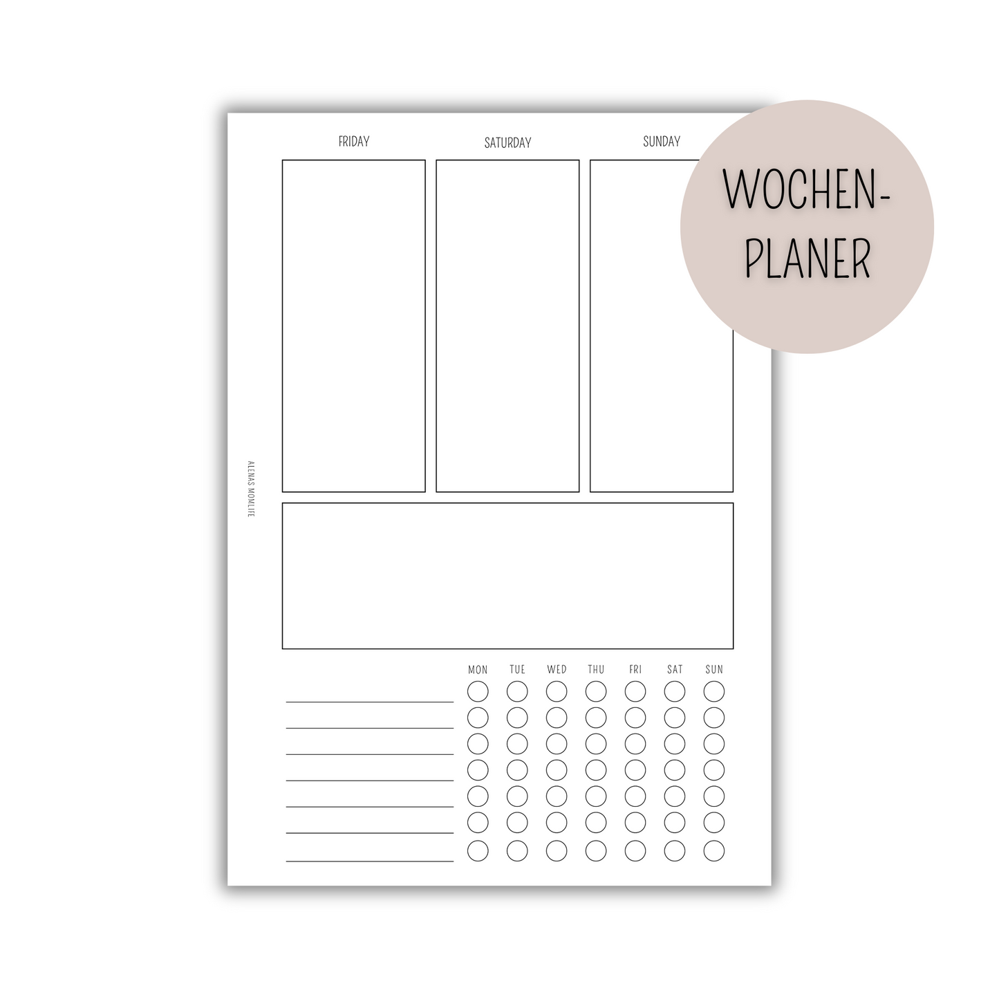 Kalender Einlage - Task List, Prioritäten, Notizen, Habit Tracker - WOP 020