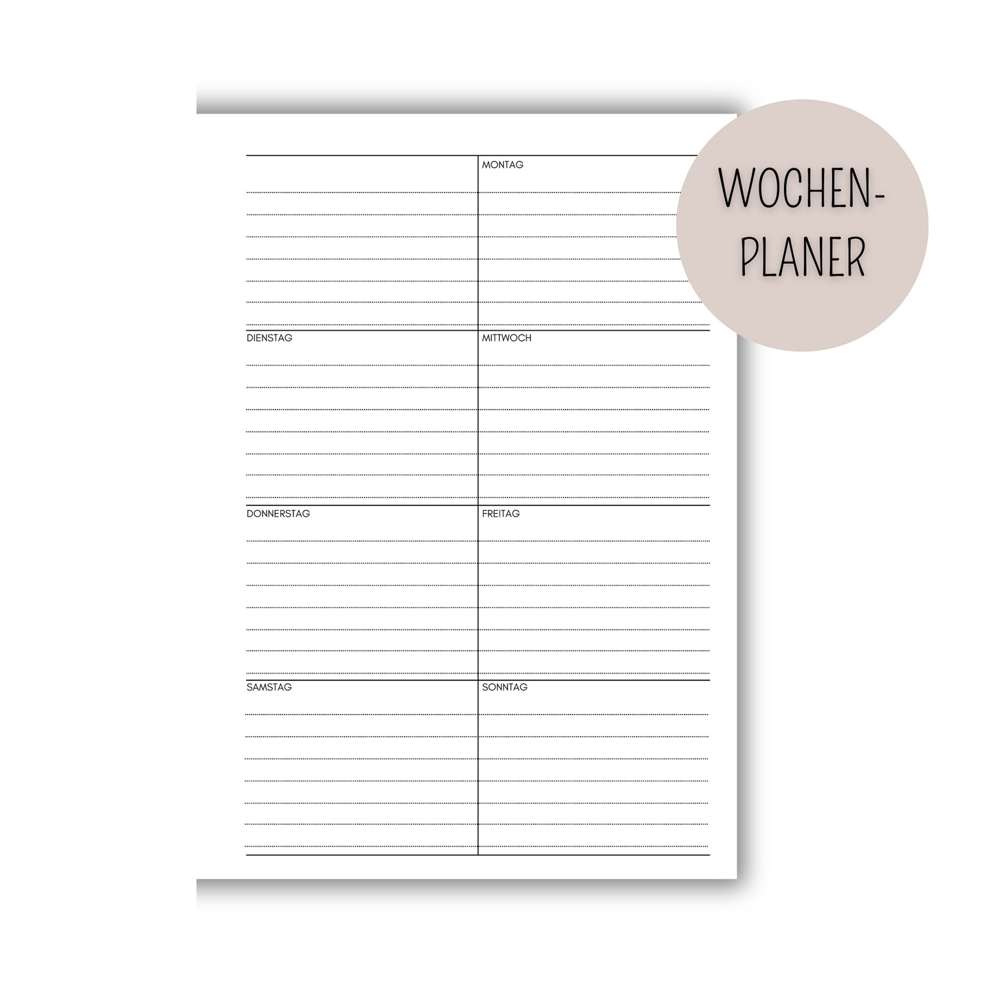 UNDATIERTER Wochenplaner - Kalereinlagen - Planereinlagen - WOP 009