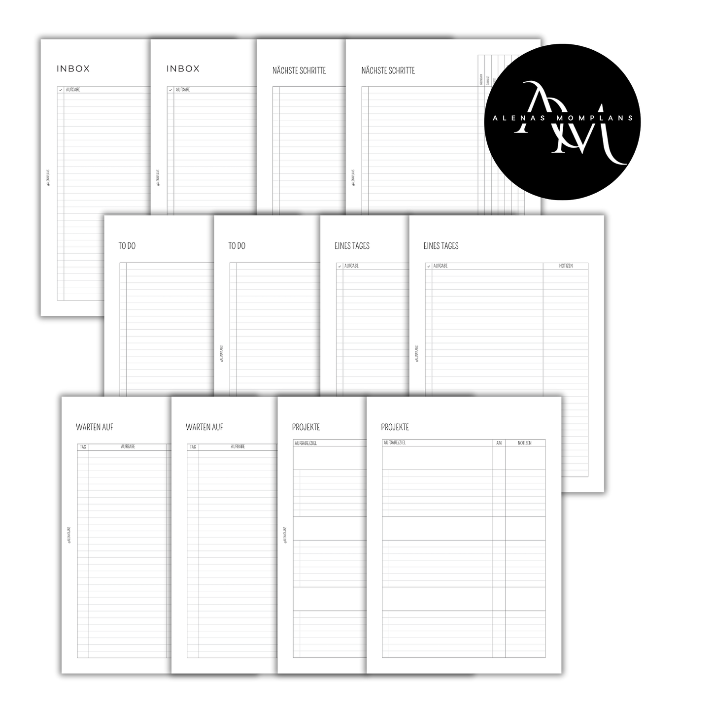 GTD Inbox | Get Things Done | A5 Kalender Inbox Einlageblätter - GTD 001
