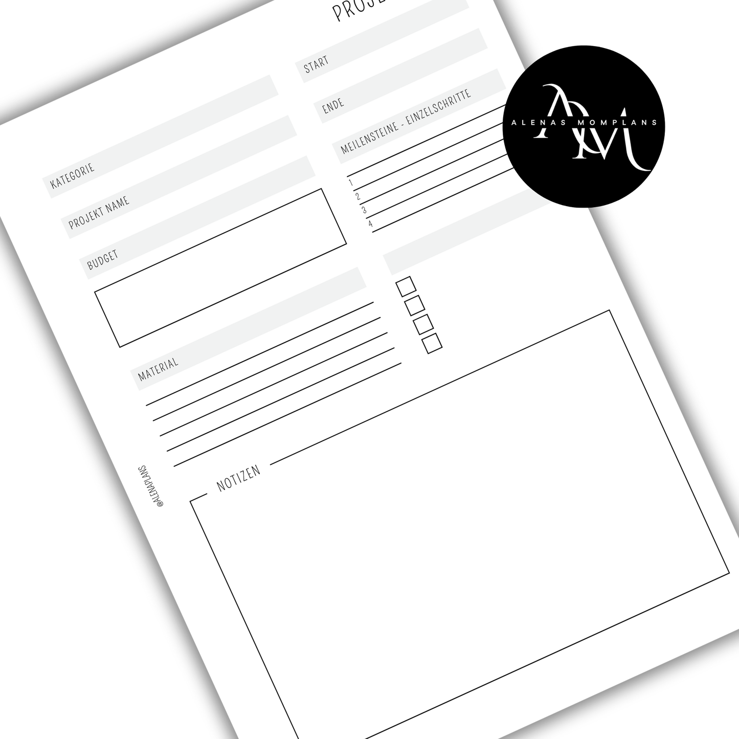 Projekt Tracker | Projekt Planung | A5 Kalender Einlageblätter - PRO 001