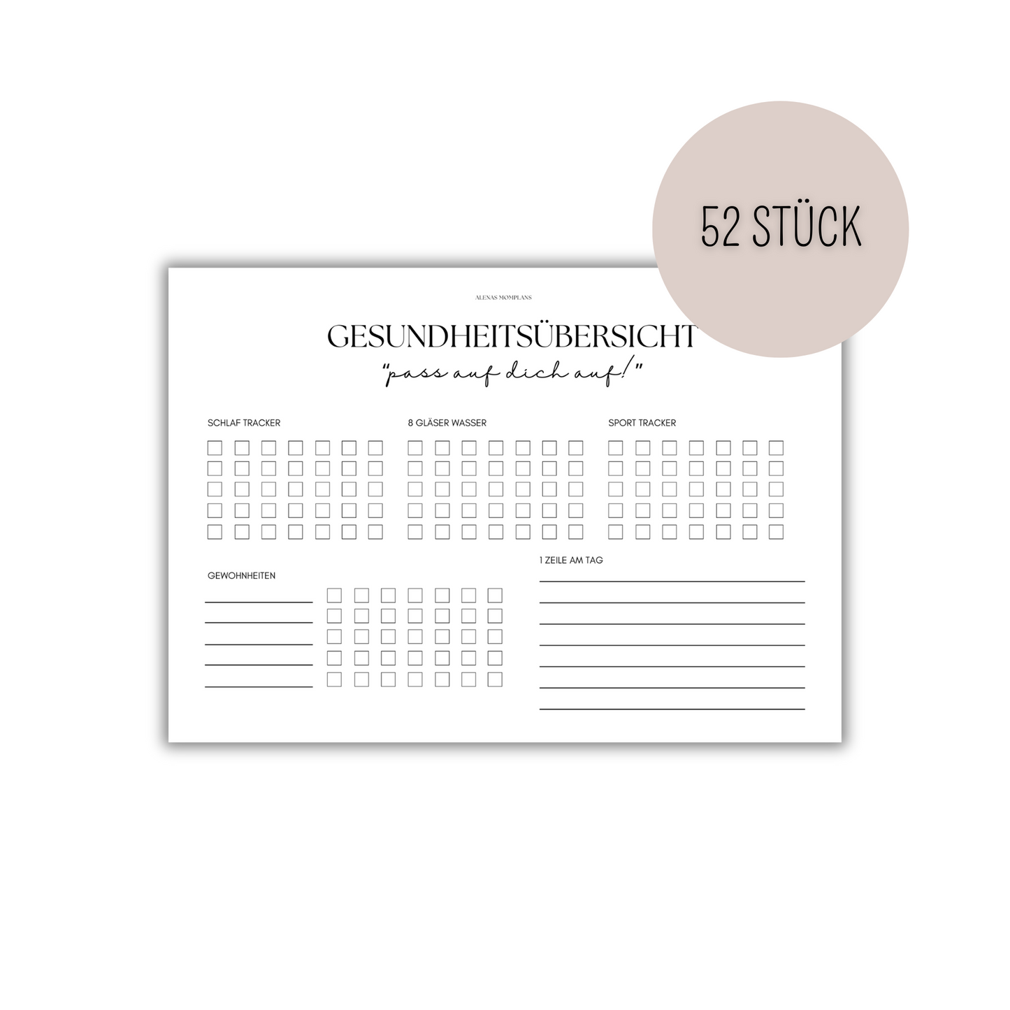 BUNDLE Gesundheit A5, Mood Tracker, Perioden Tracker, Gesundheitsübersicht & mehr