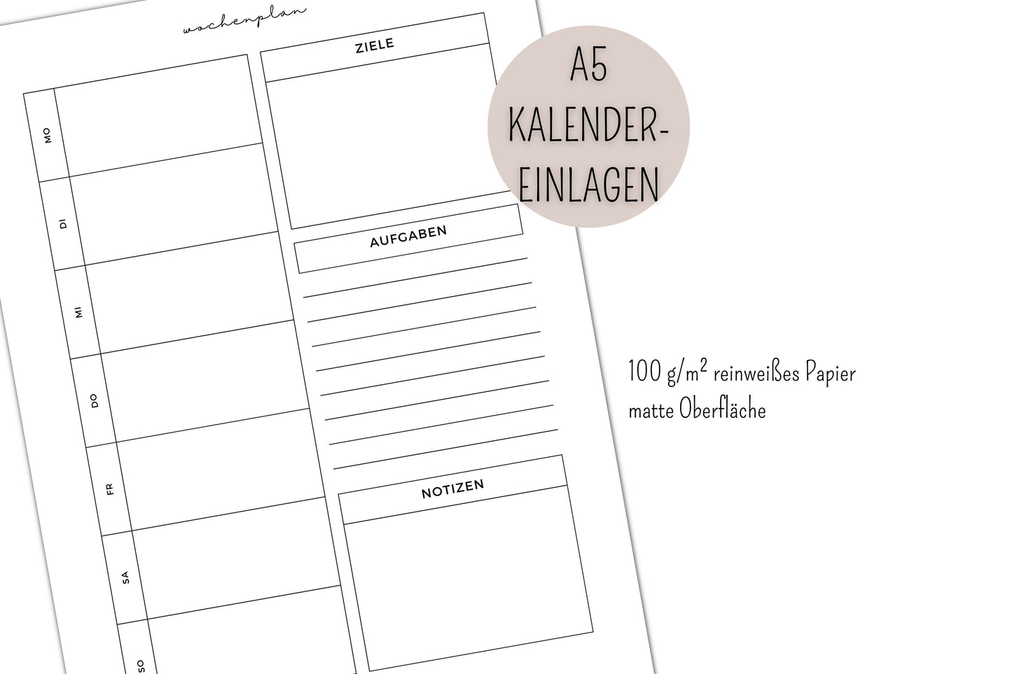 Wochenplaner - Kalereinlagen - Planereinlagen - WOP 005