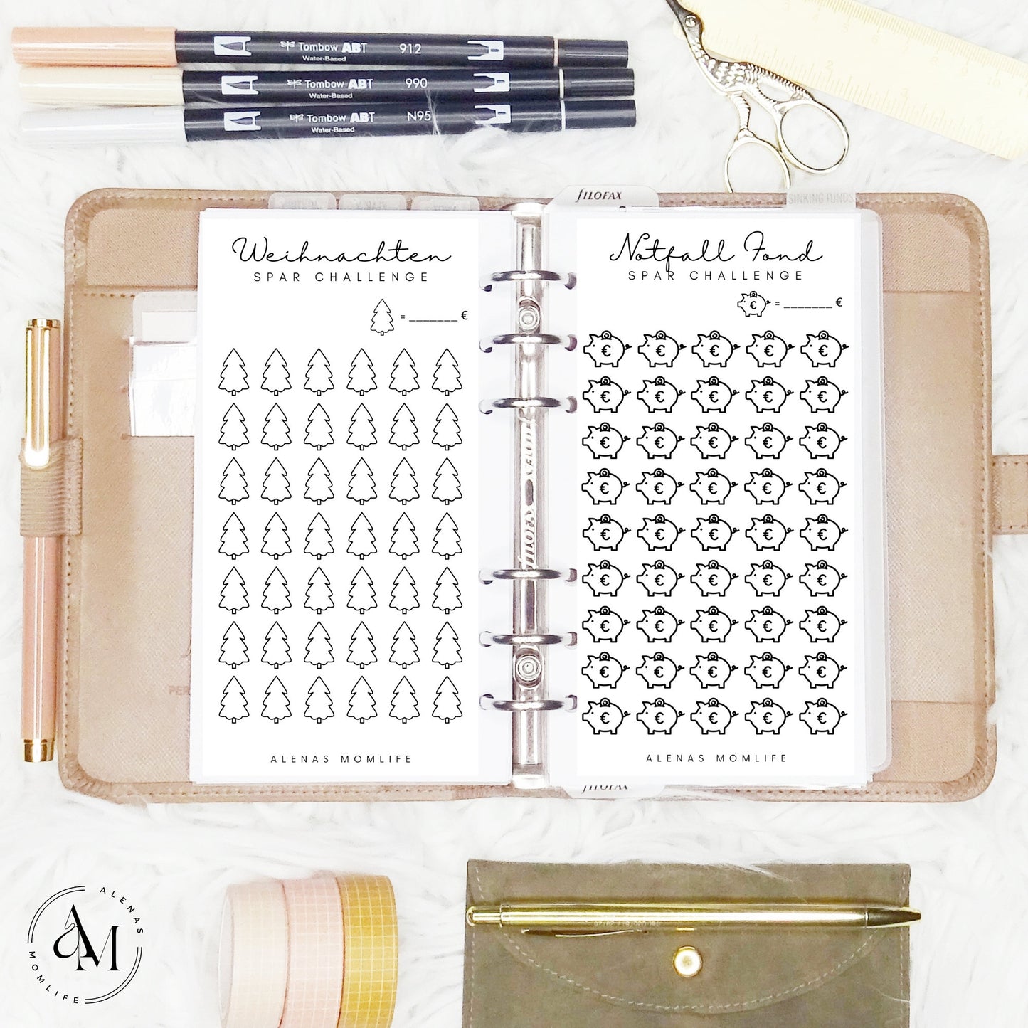 DELUXE BUDGET BINDER A6 für die Umschlagmethode - Croco brown