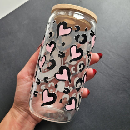 Trinkglas MAMA | Glas mit Deckel und Strohhalm I Eiskaffee Glas I Wiederverwendbares Trinkglas