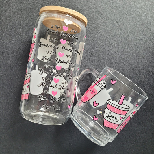 Trinkglas GOOD MORNING | Glas mit Deckel und Strohhalm I Eiskaffee Glas I Wiederverwendbares Trinkglas