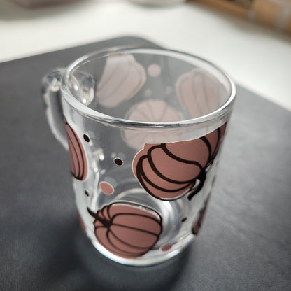 Trinkglas PINK PUMPKIN | Glas mit Deckel und Strohhalm I Eiskaffee Glas I Wiederverwendbares Trinkglas