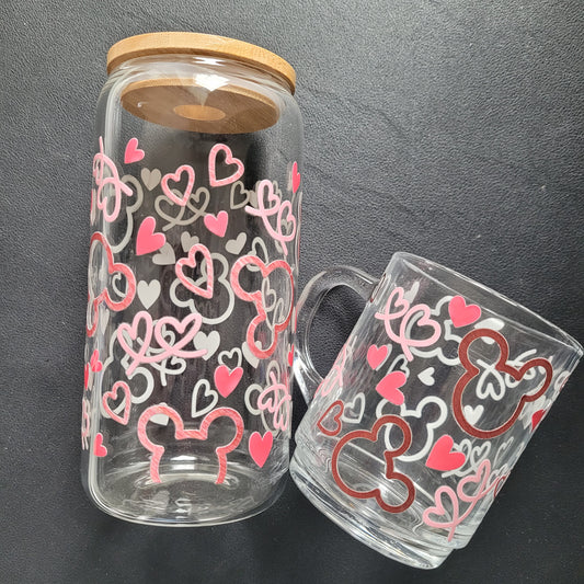 Trinkglas MOUSE | Glas mit Deckel und Strohhalm I Eiskaffee Glas I Wiederverwendbares Trinkglas