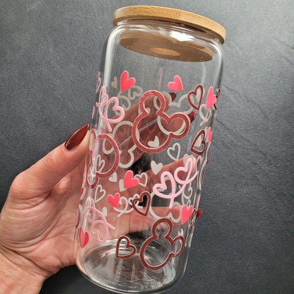 Trinkglas MOUSE | Glas mit Deckel und Strohhalm I Eiskaffee Glas I Wiederverwendbares Trinkglas