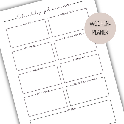 1 Woche auf 1 Seite -  Kalendereinlagen Nachfüller - WOP 003