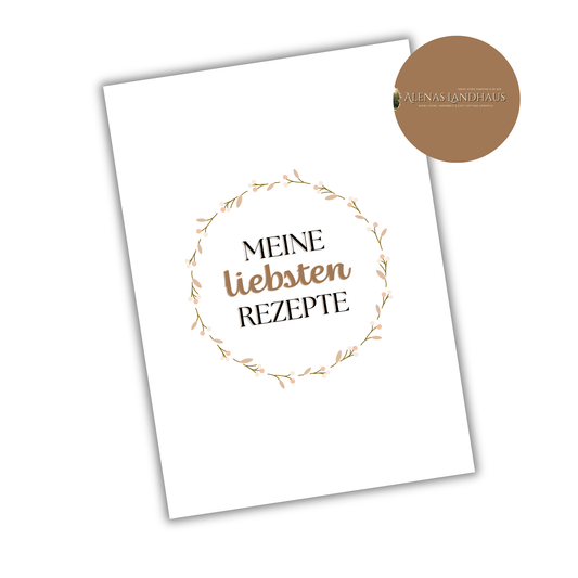 Rezeptkarten Set DIN A5 (20 Stück) – Beidseitig bedruckt zum Ausfüllen | Landhaus Rezeptkarten für Rezeptsammlung & Küchenorganisation