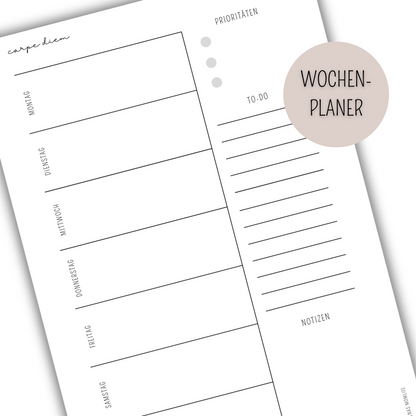 1 Woche auf 1 Seite -  Kalendereinlagen Nachfüller - WOP 002
