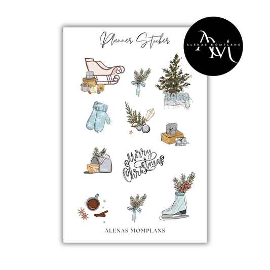 Planer Sticker - Blue Christmas 001