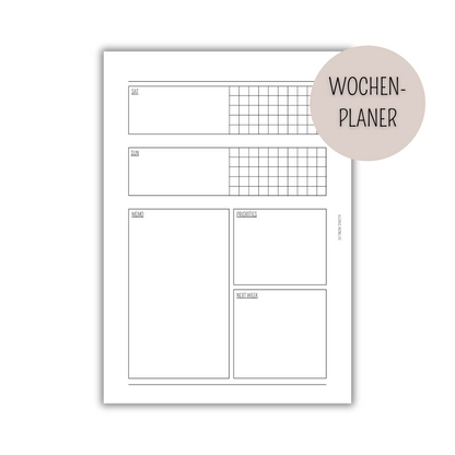 UNDATIERTER Wochenplaner - Kalendereinlagen 1 Woche 2 Seiten - WOP 001