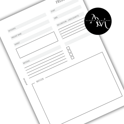 Projekt Tracker | Projekt Planung | A5 Kalender Einlageblätter - PRO 001