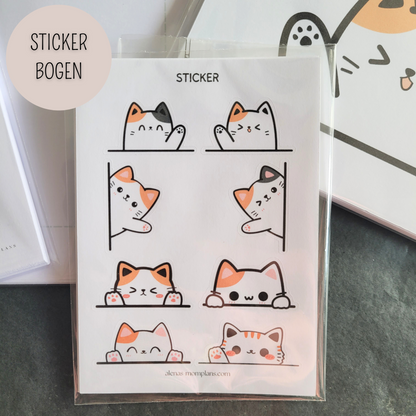 CUTE CAT - Wochenplaner A4, A5 mit Notizen, A6 To Do Listen & Sticker