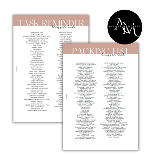 Task Reminder & Packing List I Minimalistisches Dashboard | A5