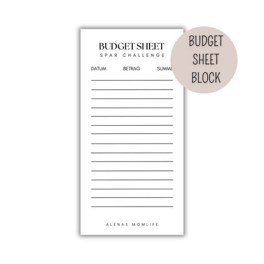 BUDGET SHEET BLOCK für Spar Challenges + Sinking Funds