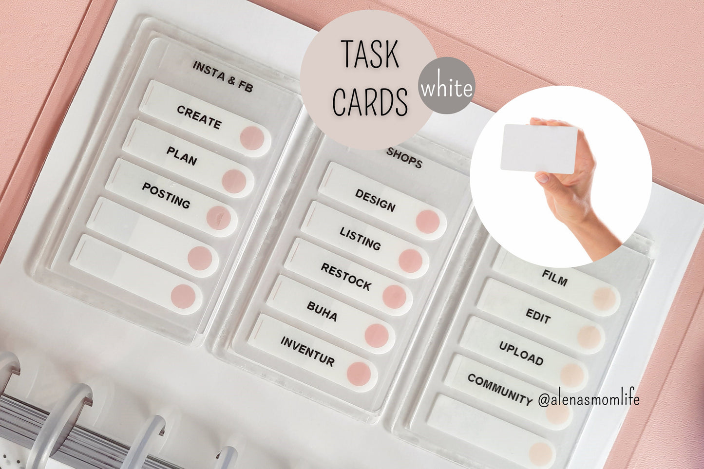 Planer Task Cards - MINIMALIST - weiß/Luxury Planner Deco - Visitenkartengröße