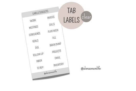 transparente Sticker/Labels "Subject" für Planer Register, Side Tabs, Top Tabs, Task Cards - passend für jedes System