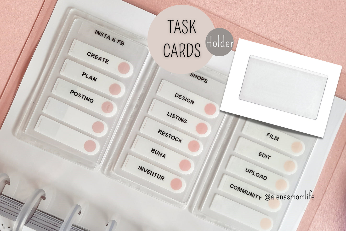 Task Card Holder- MINIMALIST - adhesive Pocket/Luxury Planner Deco - Visitenkartengröße