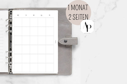 Kalender Einlage  - 1 Monat auf 2 Seiten I WOP 001