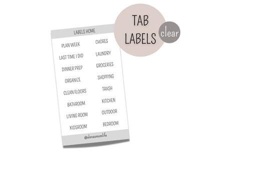 transparente Sticker / Labels "HOME" für Planer Register, Side Tabs, Top Tabs, Task Cards - passend für jedes System