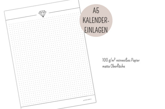 Füllpapier - Notizpapier| A5 Kalender Einlageblätter - Kalendereinlagen A5