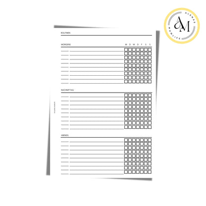 Routinen Planereinlagen - Notizpapier | A5 Kalender Einlageblätter - Skin Care, Haushalt uvm.