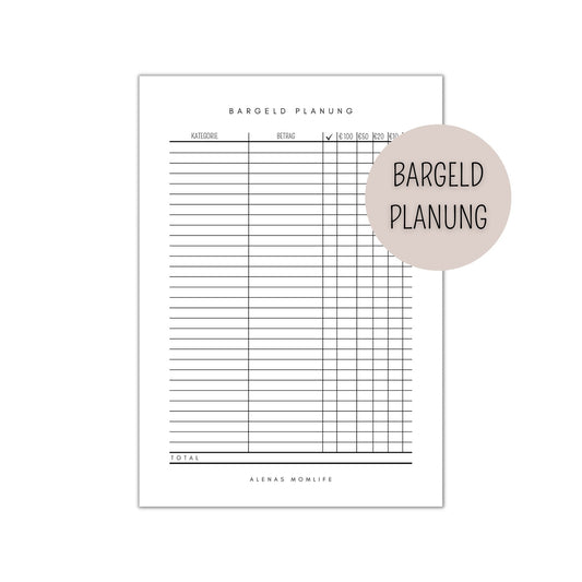 BARGELD PLANUNG für deine Budget Planung - 50 Seiten DIN A5